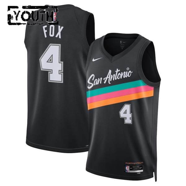 San Antonio Spurs Trikot De Aaron Fox Nike 2025-26 City Edition Schwarz Swingman - Kinder
